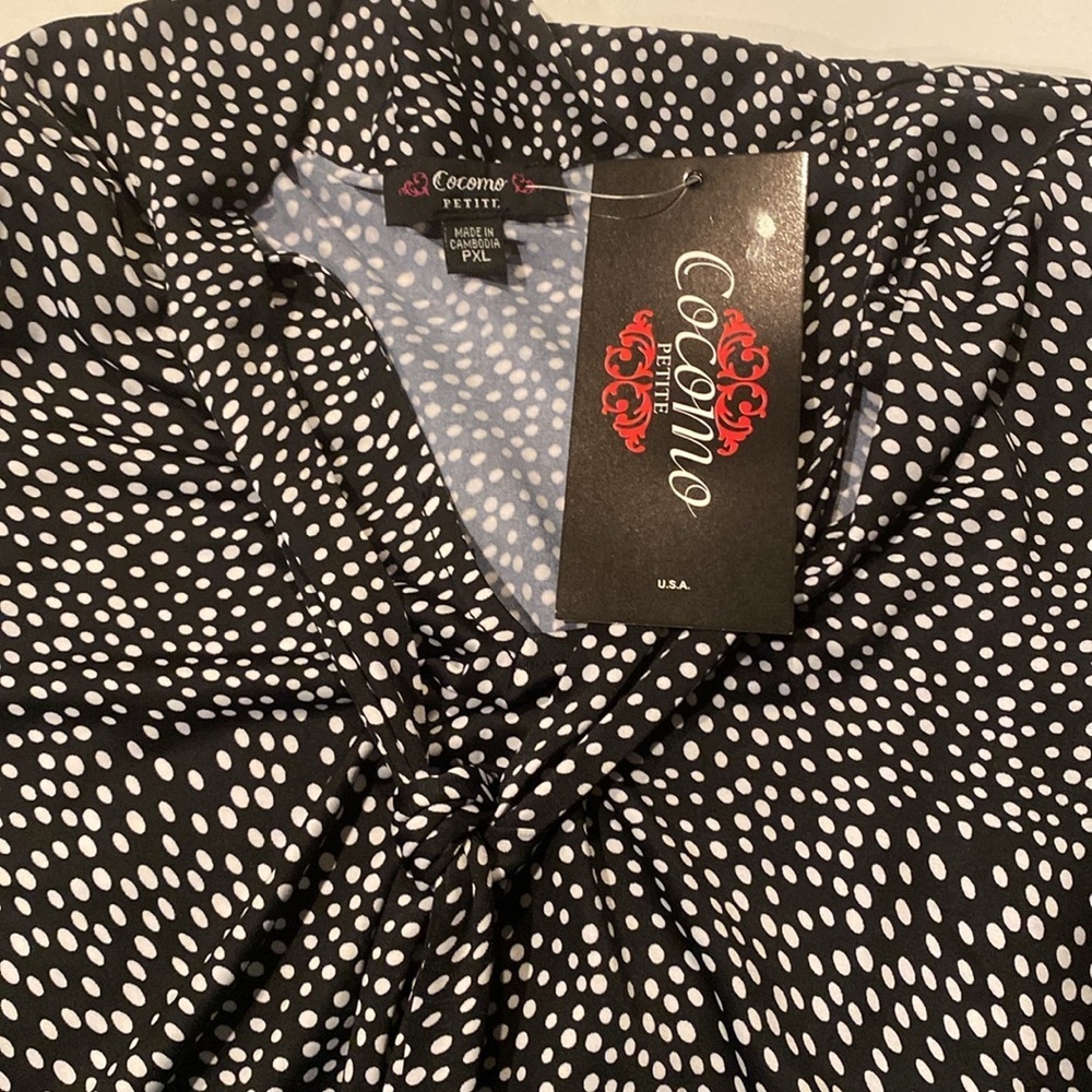 Petite XL Cocomo black polka dot blouse - NWT - Picture 3 of 4